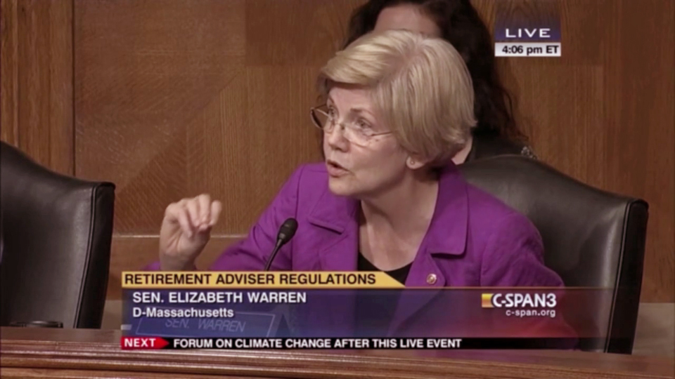 Sen. Elizabeth Warren attacks high cost retirement investing plans