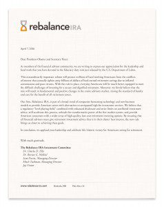 Open letter from Rebalance's Burt Malkiel and Charley Ellis to President Obama