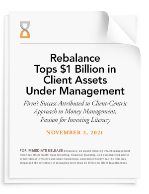Rebalance Tops $1 Billion in Client Assets Under Management
